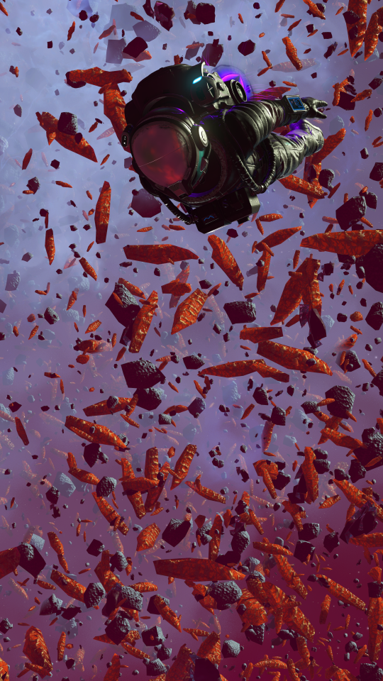 Screenshot d’un saut en chute libre ou lors d'une sortie dans l'espace